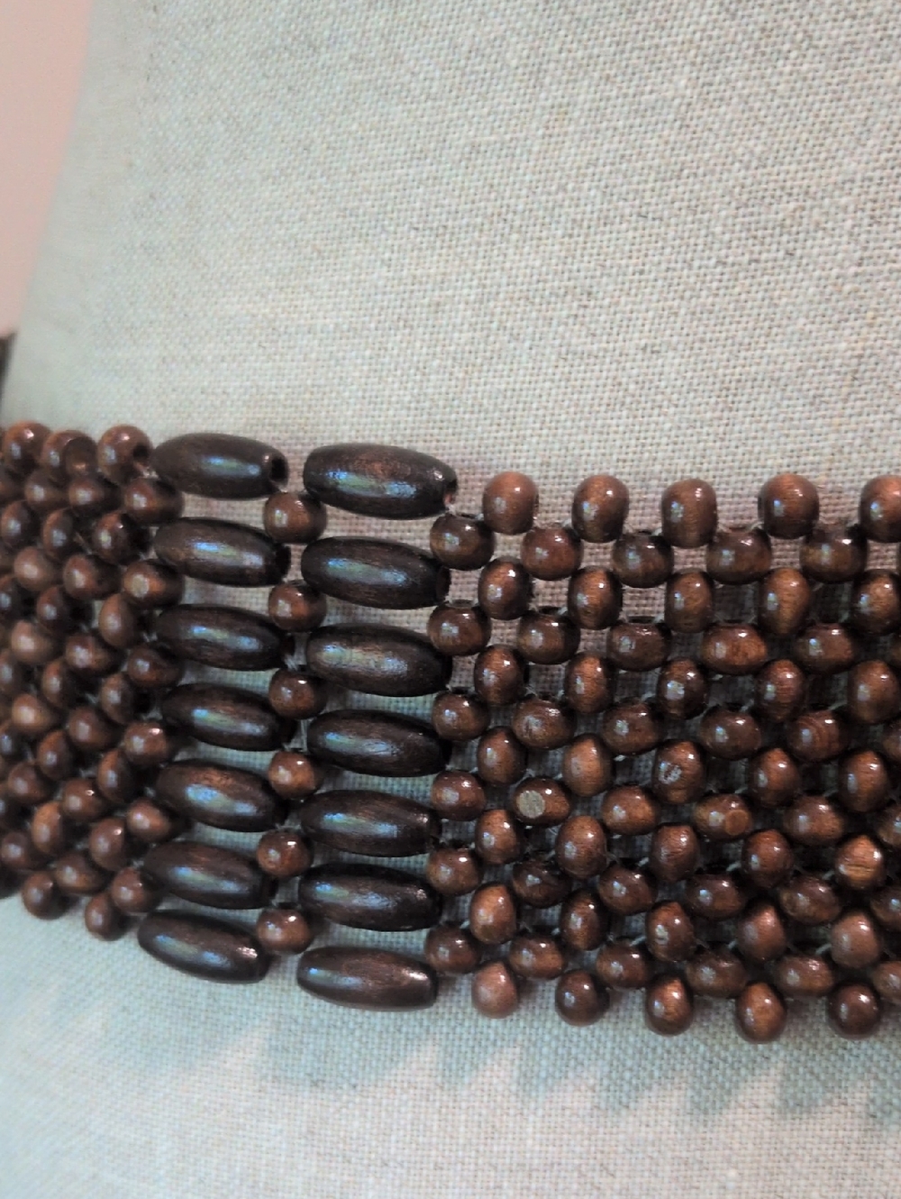 Brown Beaded Waist Belt With Tie - Picture 4 of 4